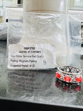 Bomb Party Ring - size 8 - Red Quartz